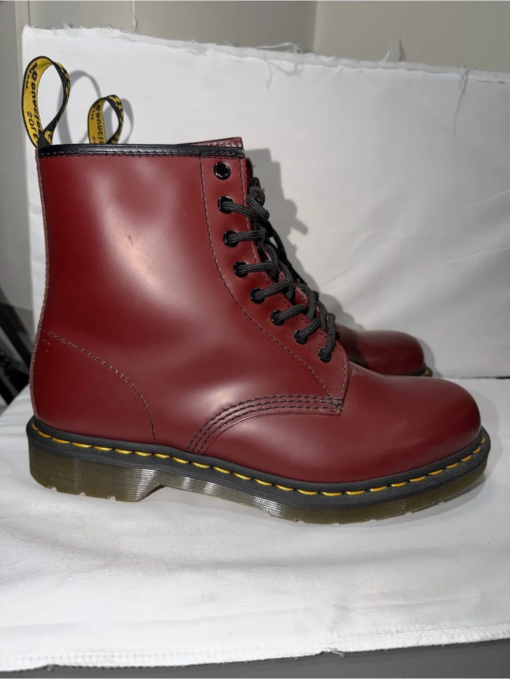 Dr. Martens 1460 Smooth Leather Lace Up Boots Burgundy Leather Boot Cherry Red